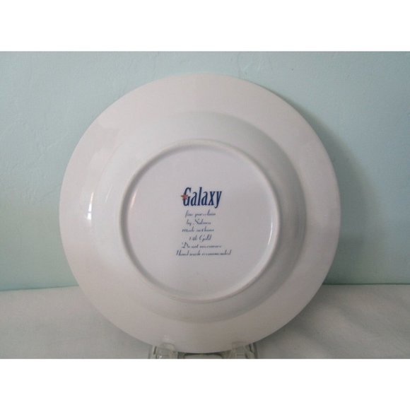 Galaxy by Sakura Rim Soup Bowl14kt Gold Stars on Dark Blue Fine Porcelain EUC - Picture 7 of 11